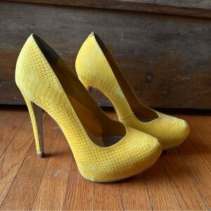 Yellow Crocodile High Heels